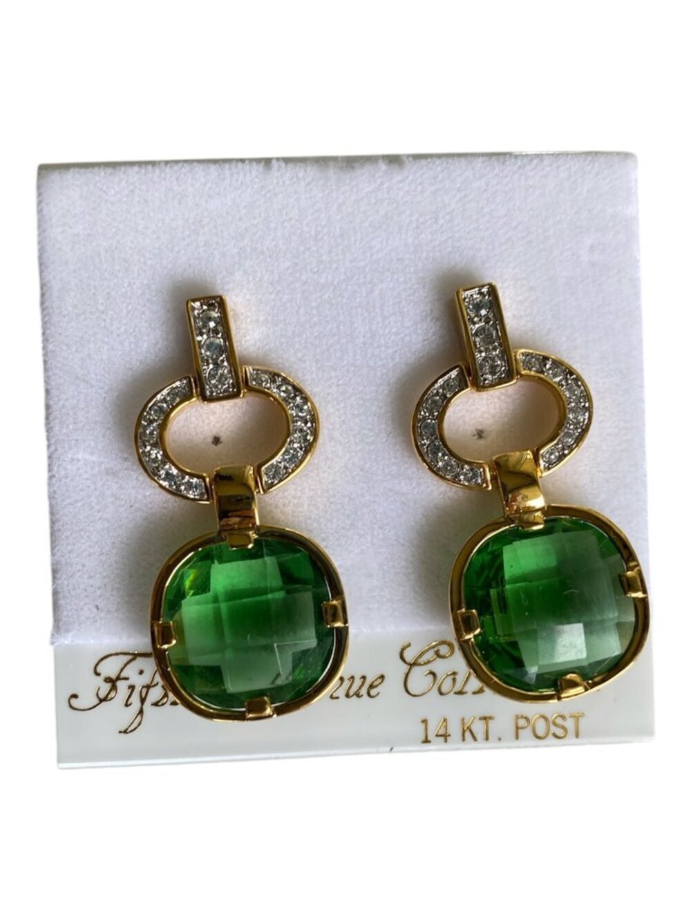 Fifth Avenue Collection Mint Julep Green Swarovski Crystal Drop Earrings 14K Pos